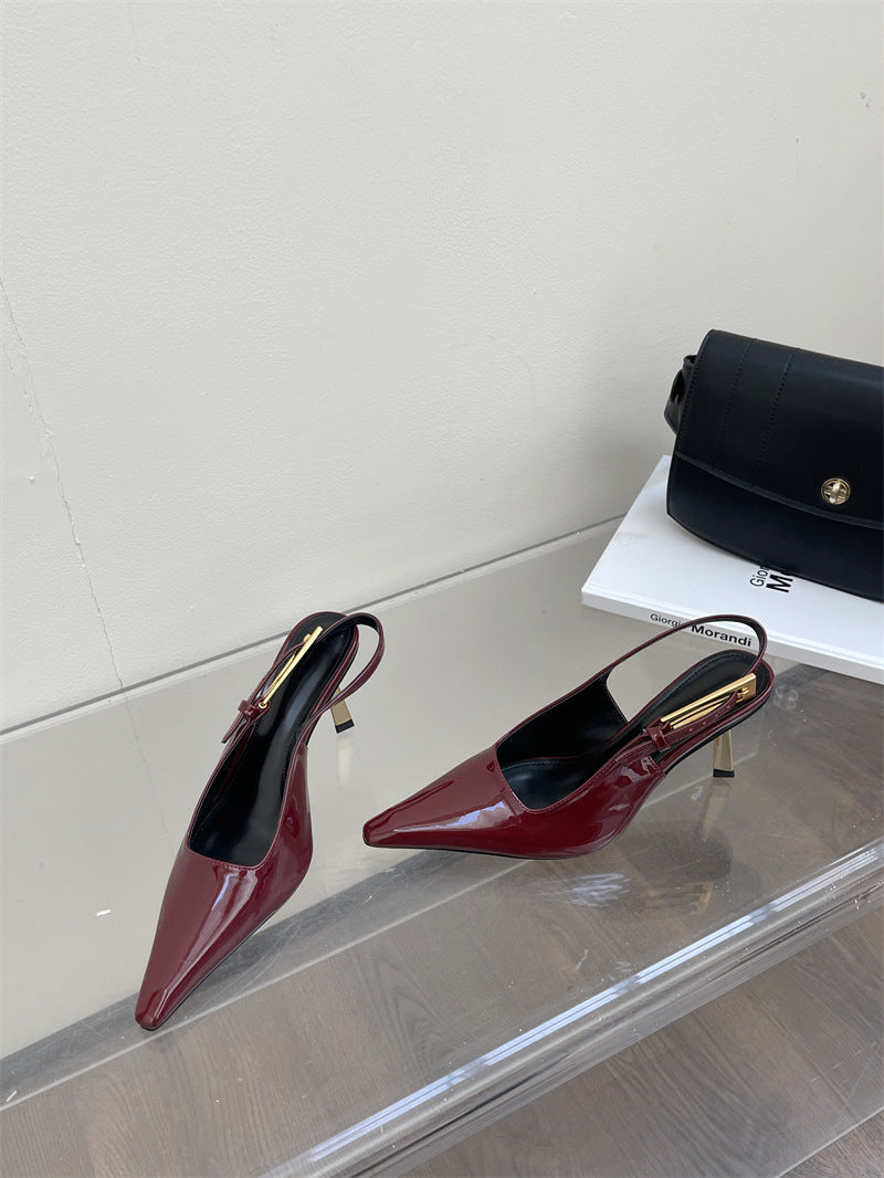 Women's Square-Toe Patent Slingback Sandals