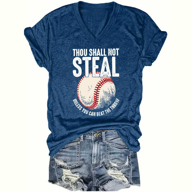 Camiseta de béisbol "No Robarás" para mujer