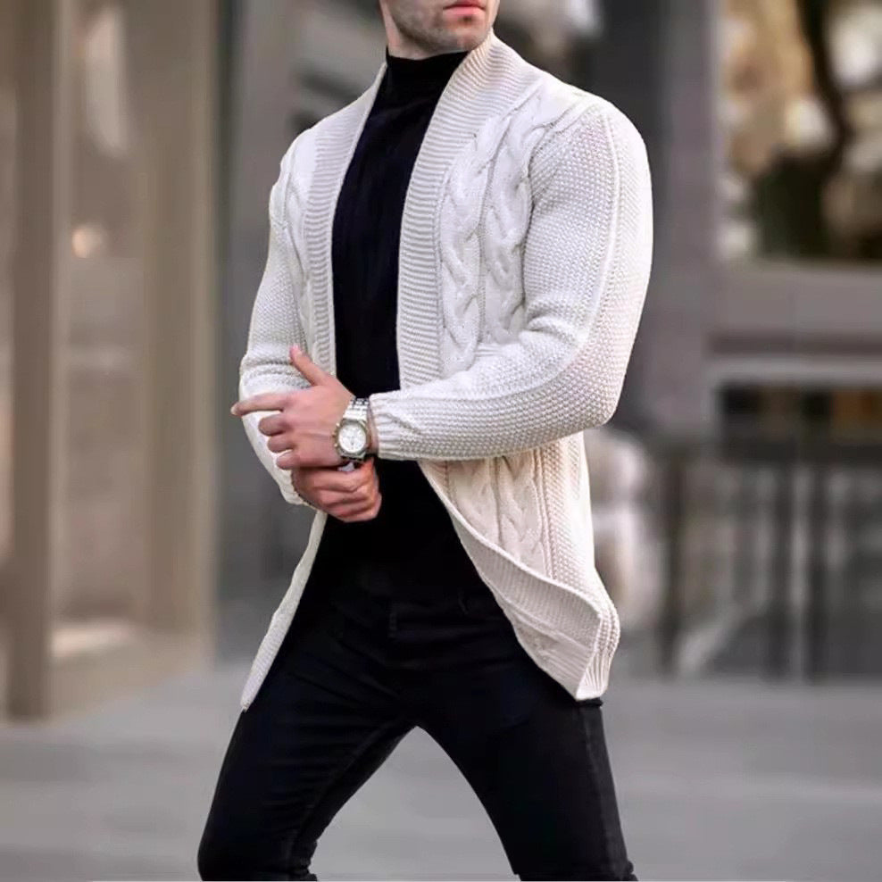 Mens Casual Cardigan Sweater With Long Sleeves For Fall And Winter