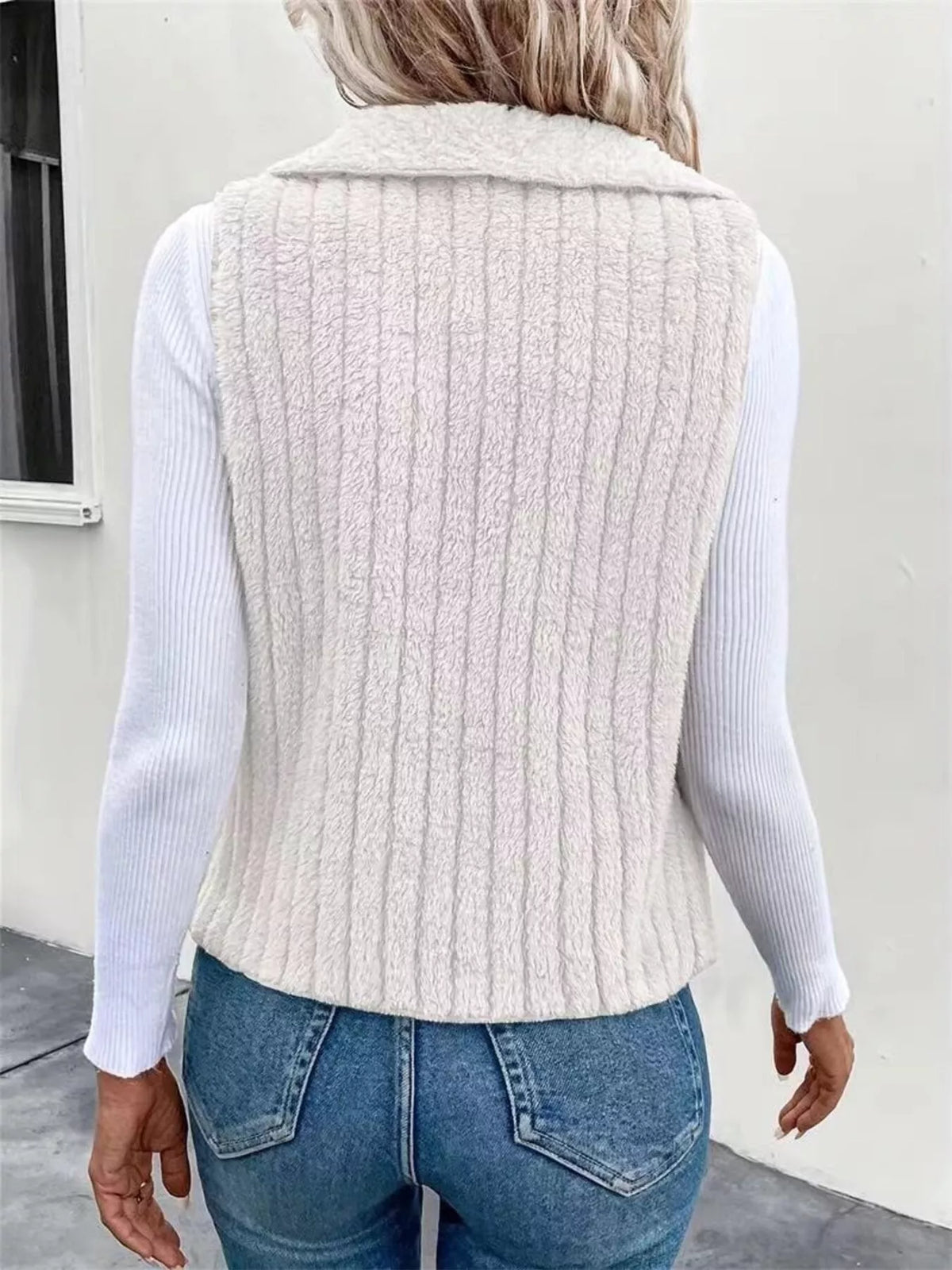 Cozy Fleece Open Front Vest Coat