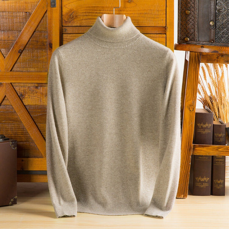 Mens Warm Turtleneck Knit Sweater For Layering