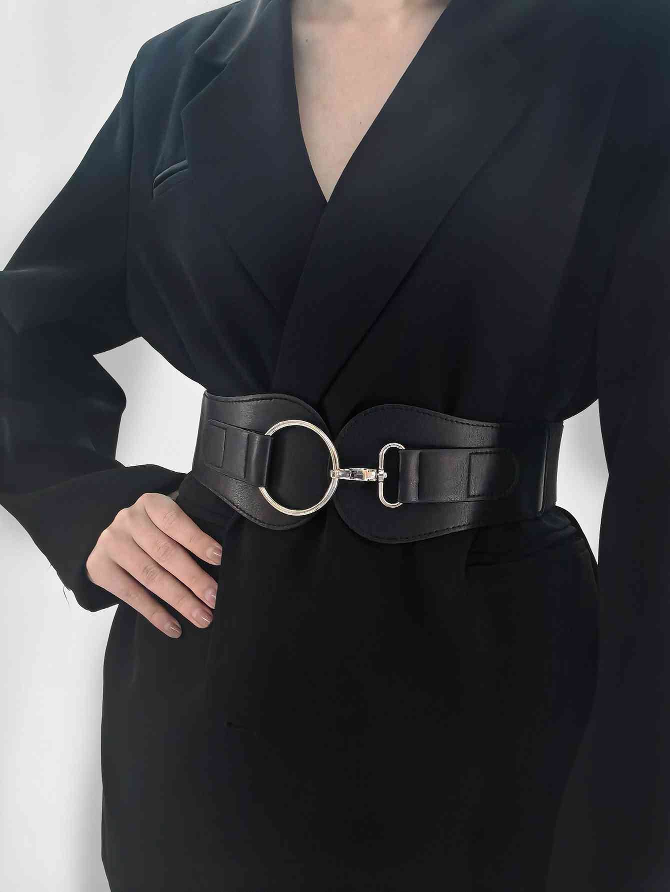 Elegant Fashion PU Elastic Wide Belt – Adjustable Comfort Fit See size chart under “more details”