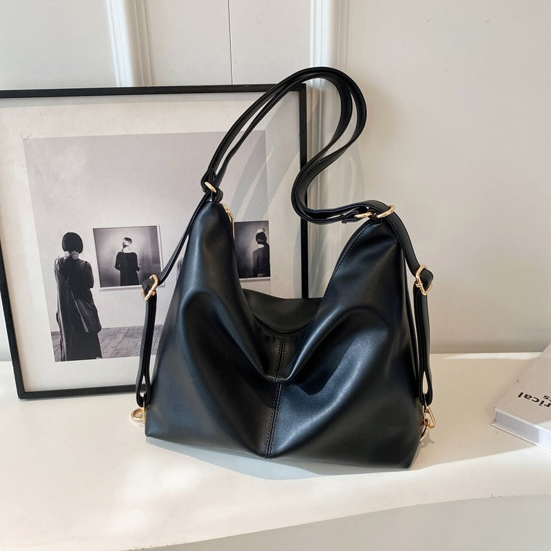 Women's PU-Textured Vintage Slouchy Crossbody Bag