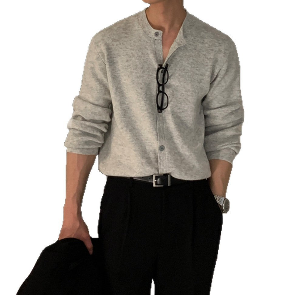 Men's Round Neck Breasted Casual Workwear Sweater