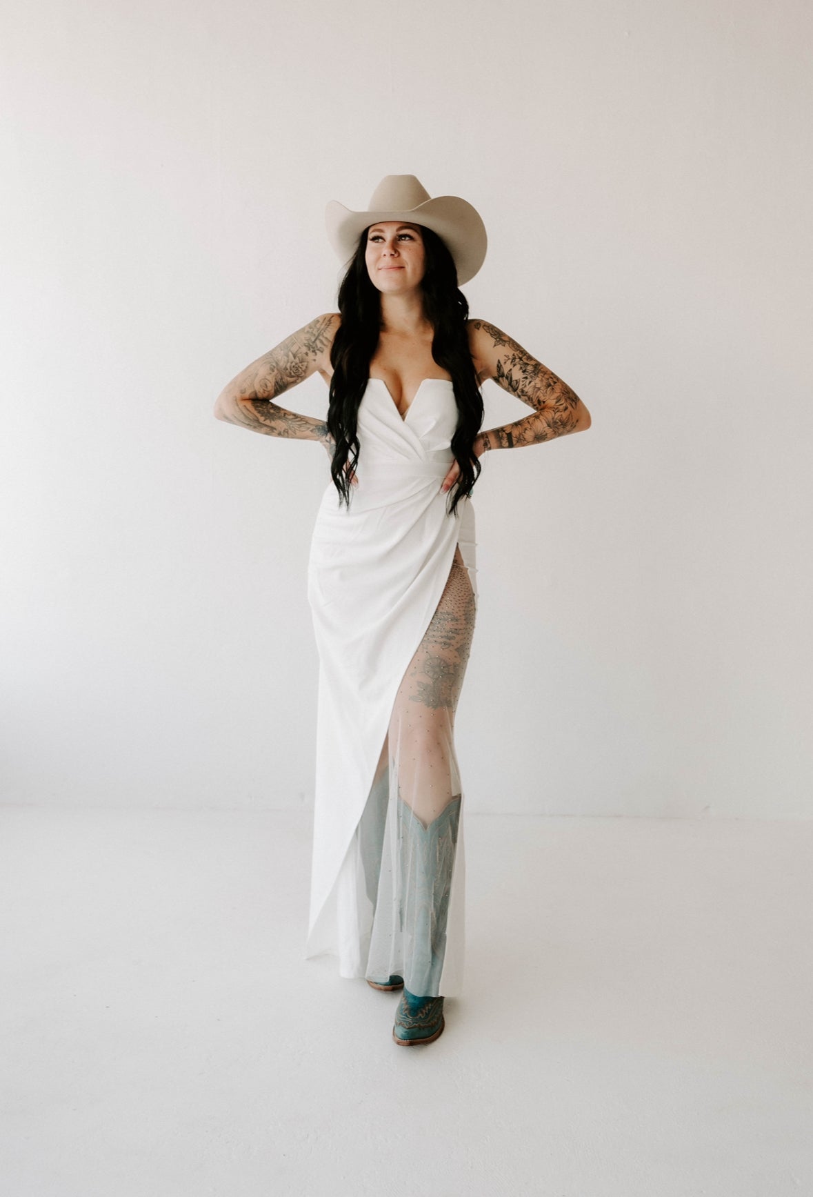 Lillian's Rhinestone Mesh Maxi Dress