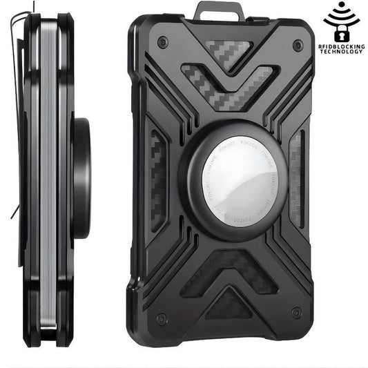 Card Holder Airtag Men's Tracker Case Carbon Fiber Credit Card Clip Wallet