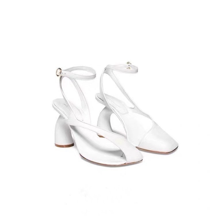 Women's Stiletto Peep-toe Sandals With A Square-Toe