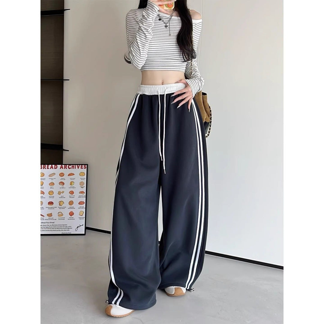 Retro Women's Sweatpants Springautumn Loose-fit Wide-leg