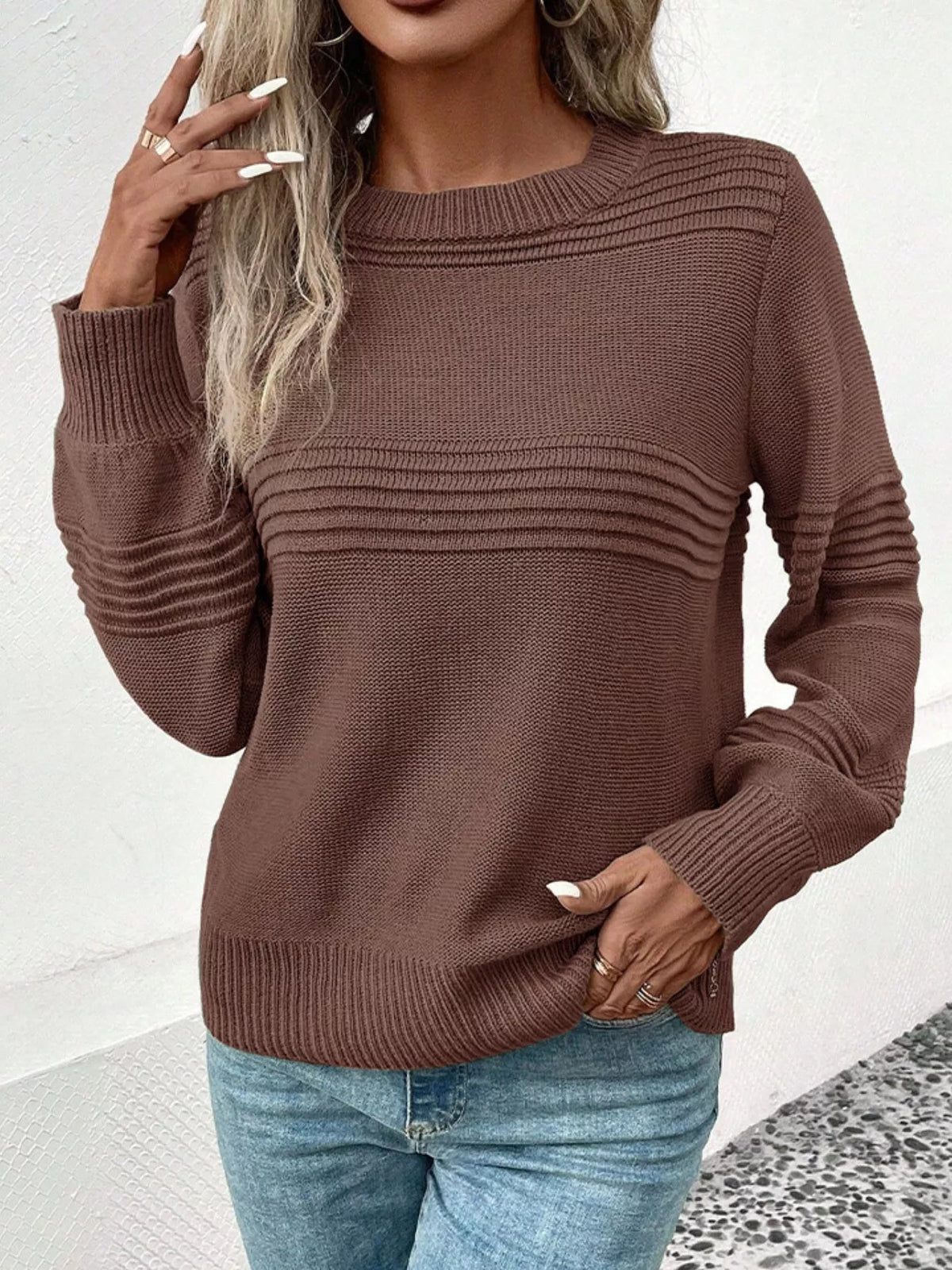 Round Neck Long Sleeve Sweater