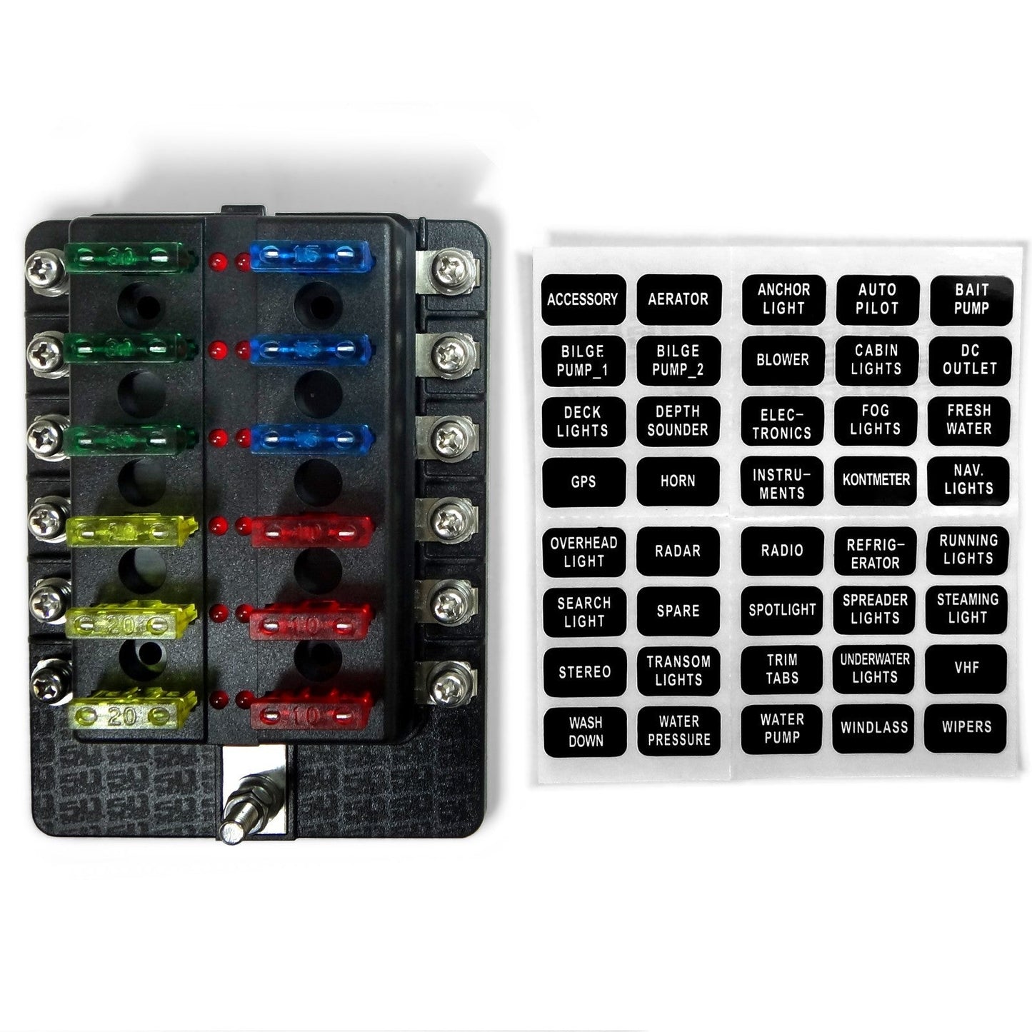 12 Way Standard LED Circuit Screw Fuse Block