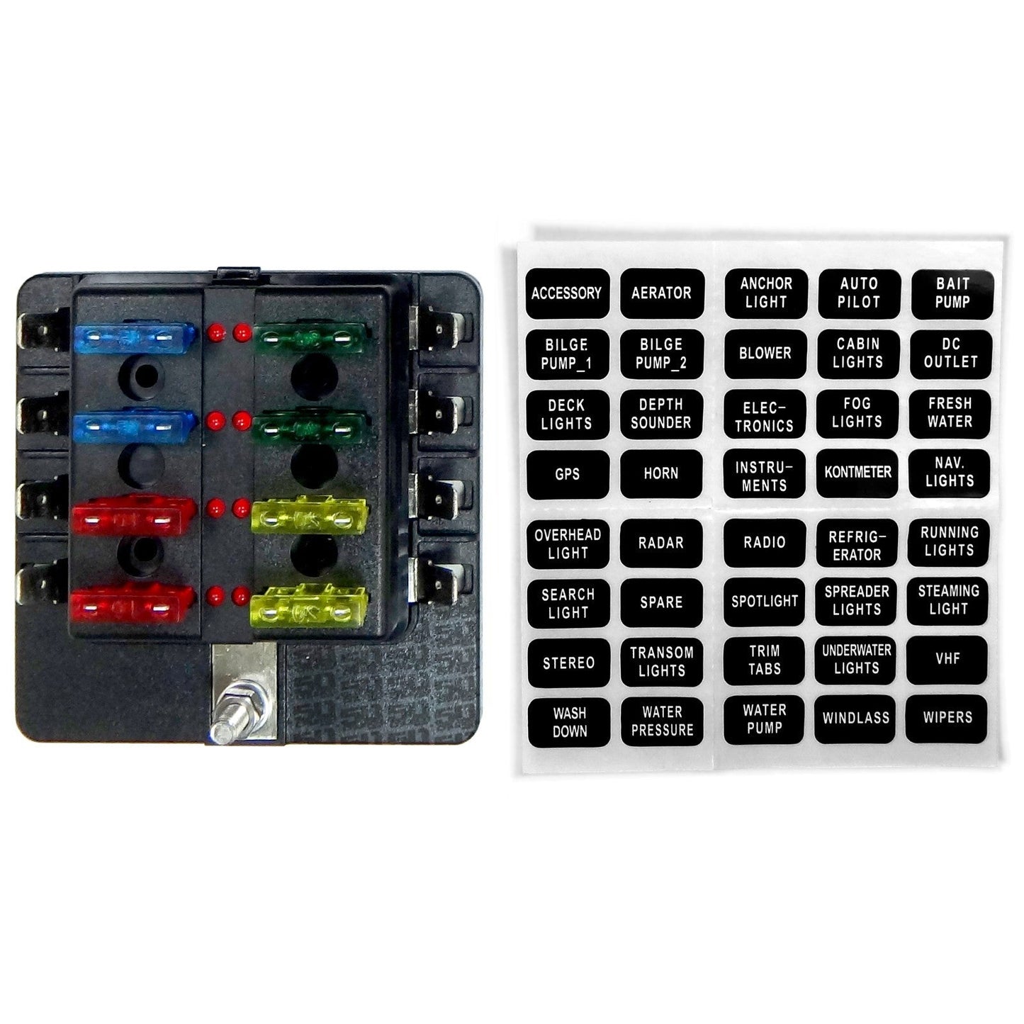 8 Way Standard LED Circuit Blade Fuse Box
