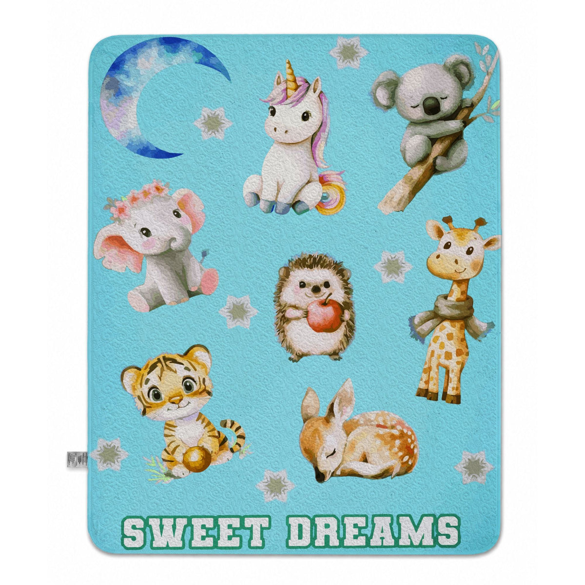 Sweet Dreams Cute Baby Animals Quilted Blanket - 50" x 60"