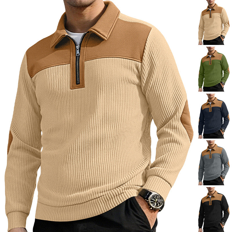 Amazon European And American Cross-Border New Knitwear Lapel Stitching Embroidery Casual Commuting Sports Autumn And Winter Zipper Sweatshirt