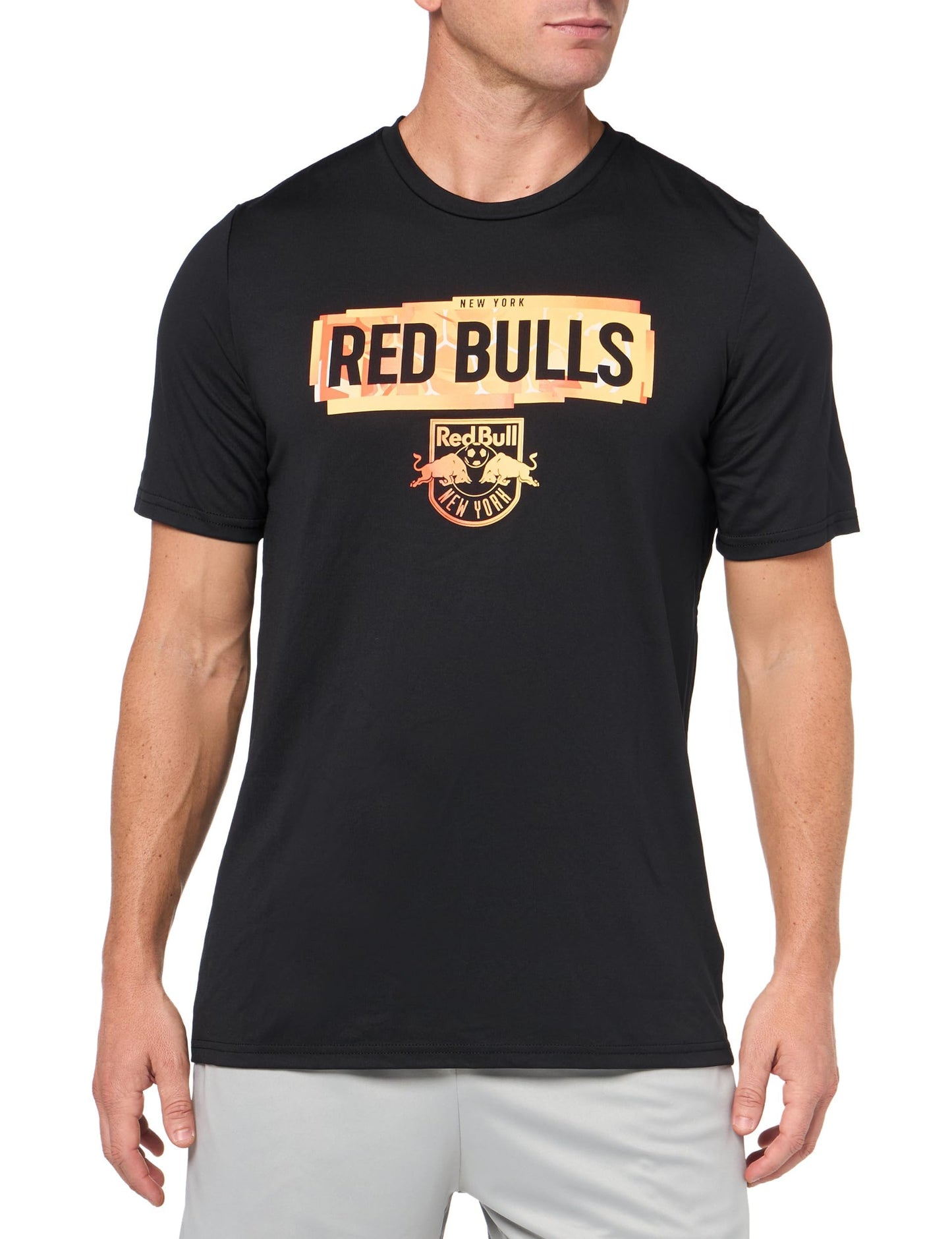 adidas Mens Short Sleeve Pre-Game T-Shirt Black/New York Red Bulls Small