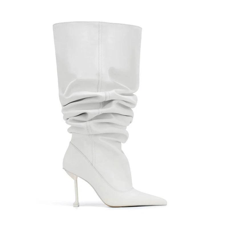 Big Tube Circumference Pointed Toe Stiletto Heel Catwalk Party Boots