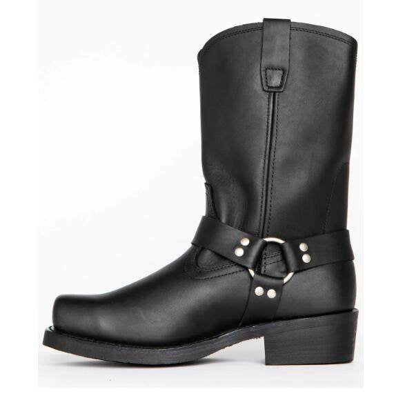 Men's Vintage Cowboy Boots with Buckle Detail