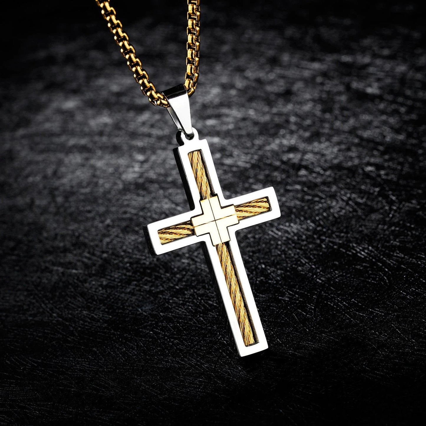 Men's Titanium Steel Wire Cross Necklace