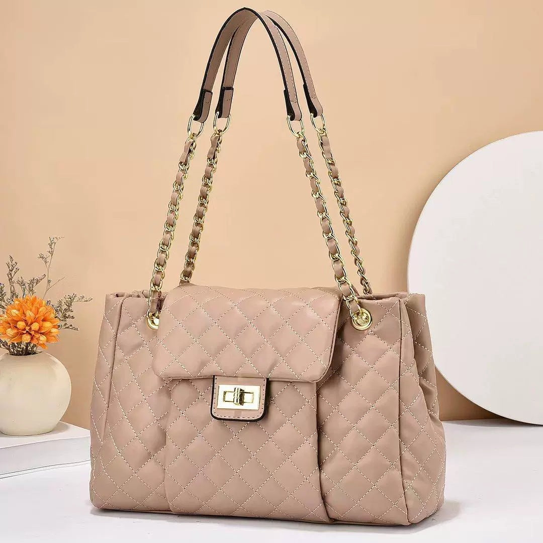 Women's Rhombus Quilted Chain Shoulder Travel Bag