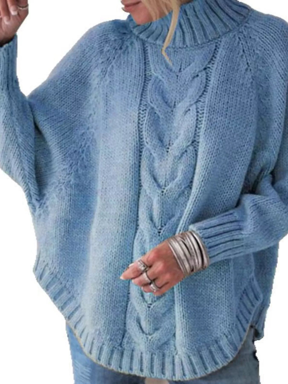 Cable-Knit Long Sleeve Sweater