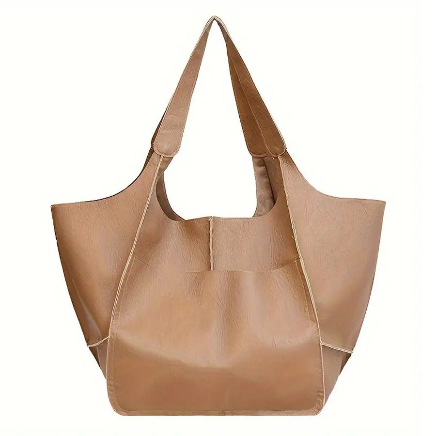 Women's Simple Soft Leather Large Capacity Handbag Travel Handbag