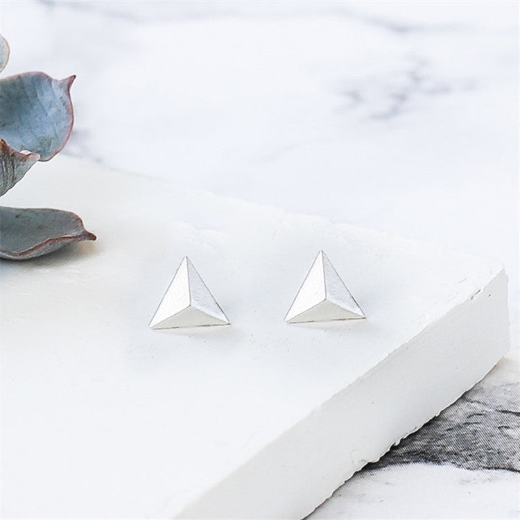 S925 Sterling Silver Geometric Triangle Earrings