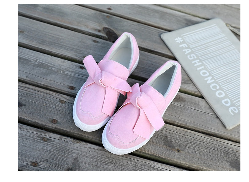 Women Nubuck Loafers Casual Bowknot Shoes