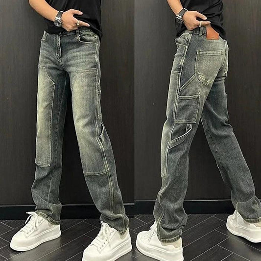Pantalones vaqueros estilo carpintero retro para hombre