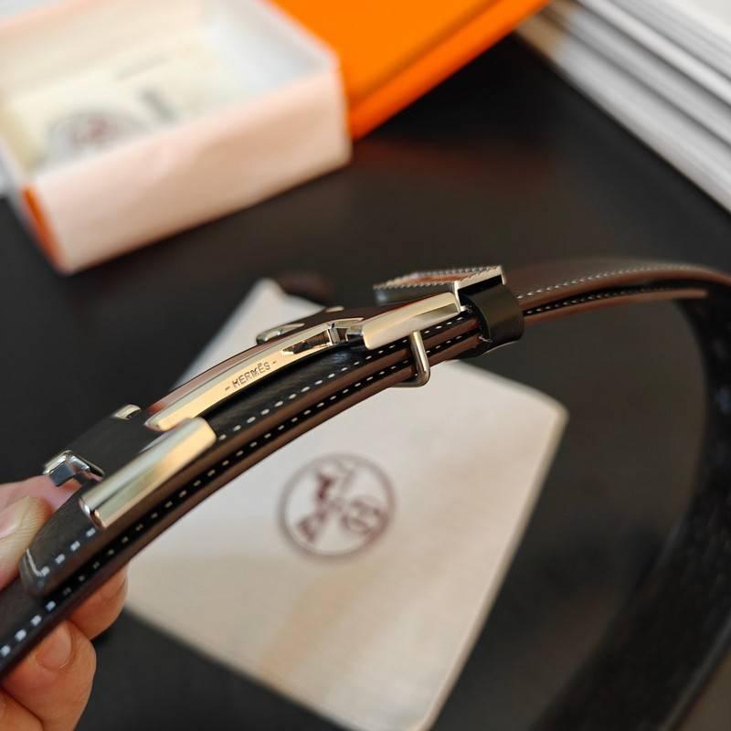 Hermes Men Silver Buckle Belt 'Black'