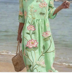 Women's Casual Printed Temperament Long Dress