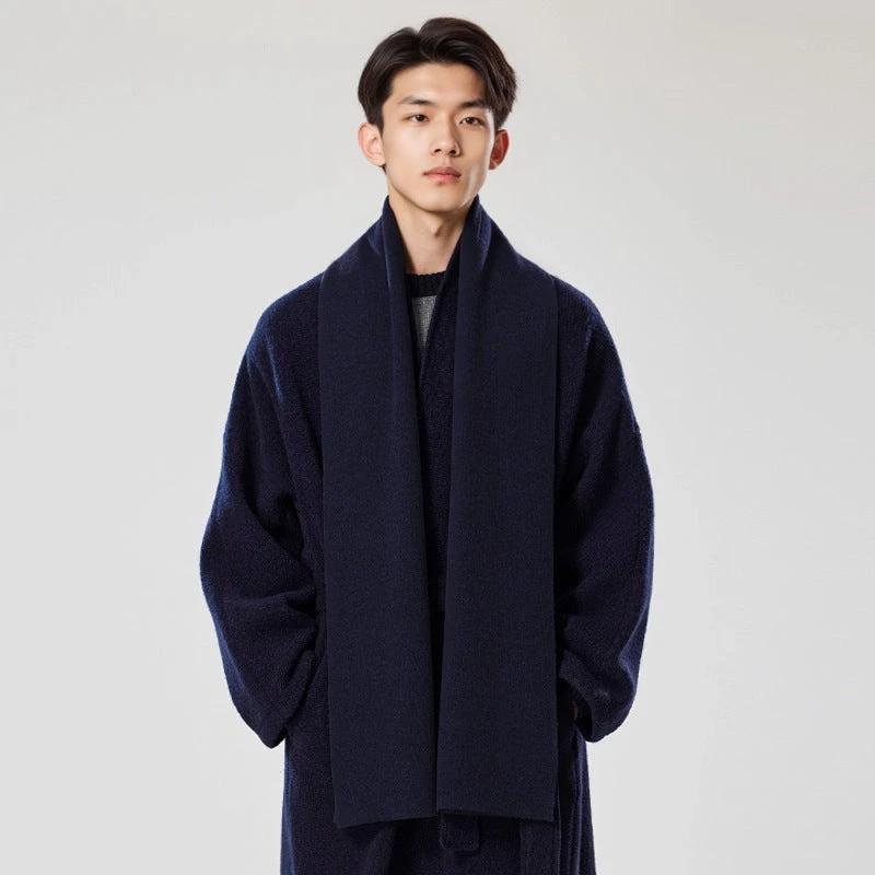 Solid-color Versatile Knitted Wool Scarf For Men
