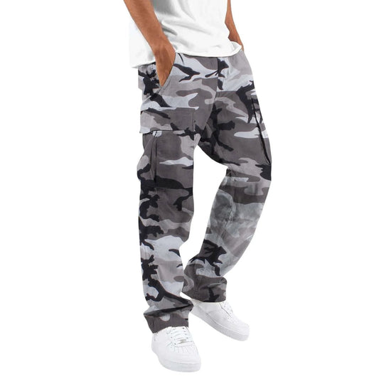 Pantalones cargo de camuflaje para hombre, estampados, a la moda, para exteriores, monos rectos con cuerda, ropa de hombre, pantalones casuales para hombre