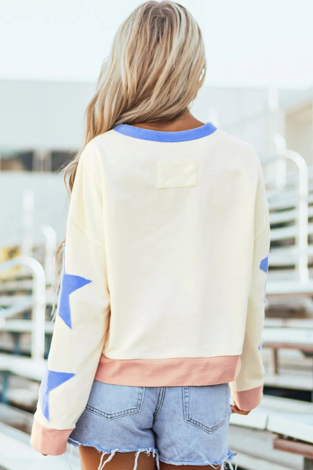 Sudadera de manga larga con cuello redondo y parche de estrella GAME DAY
