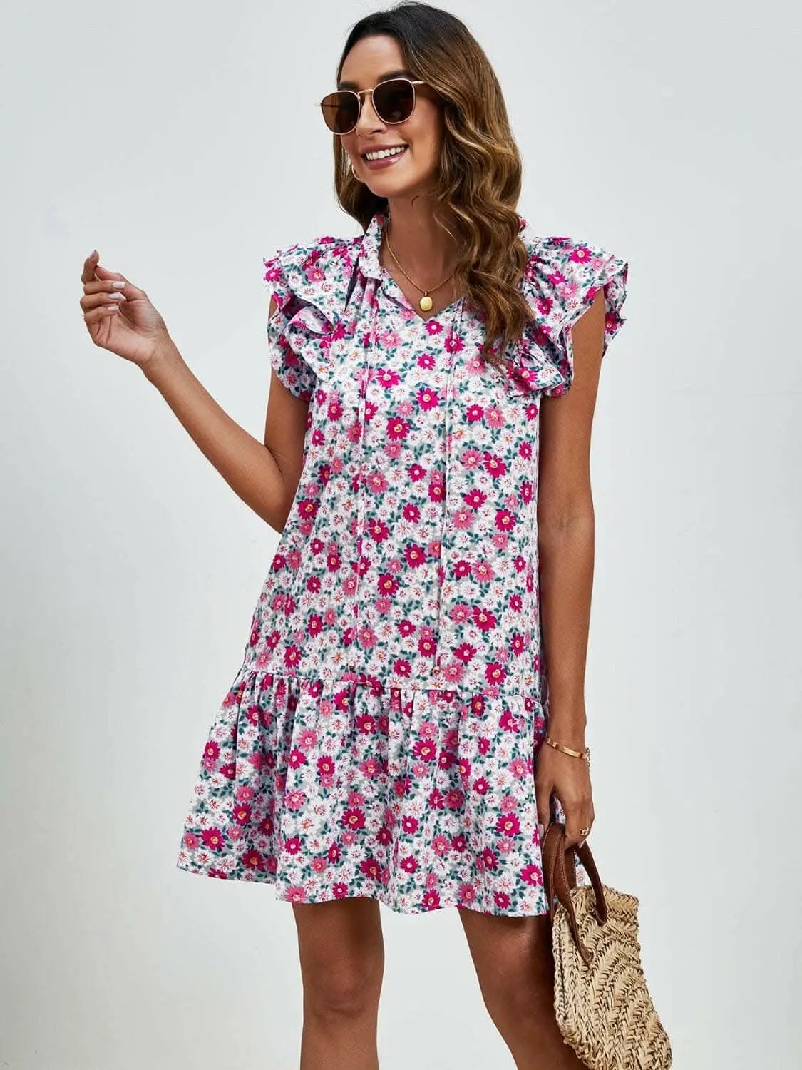 Dresses Trendsi swimwear - Floral Cap Sleeve Mini Dress