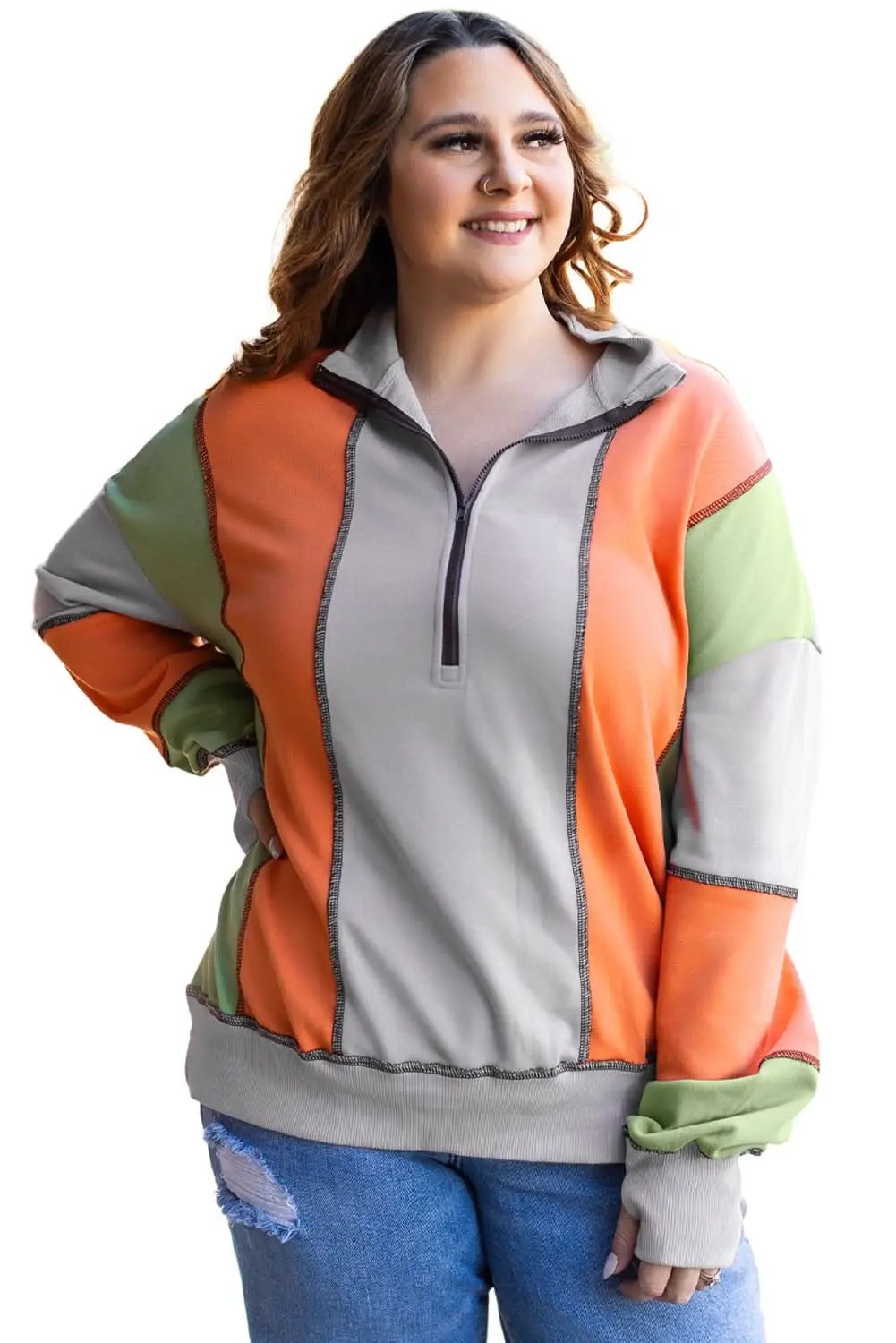 Love Salve Colorblock Half Zip Sweatshirt — Cozy Fit Women's