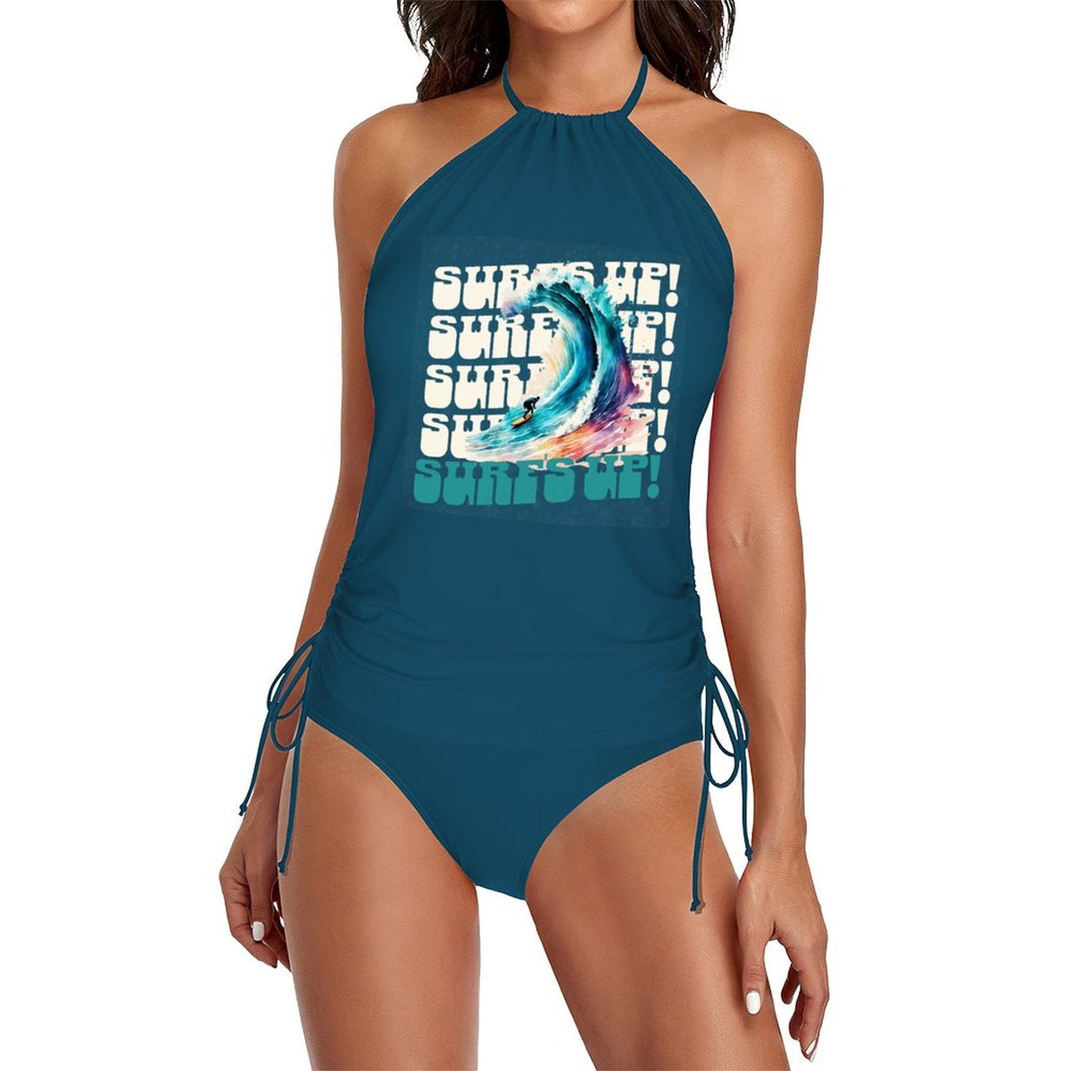 Surf's Up Halter Neck 2-Piece Swimsuit (Front Printing)