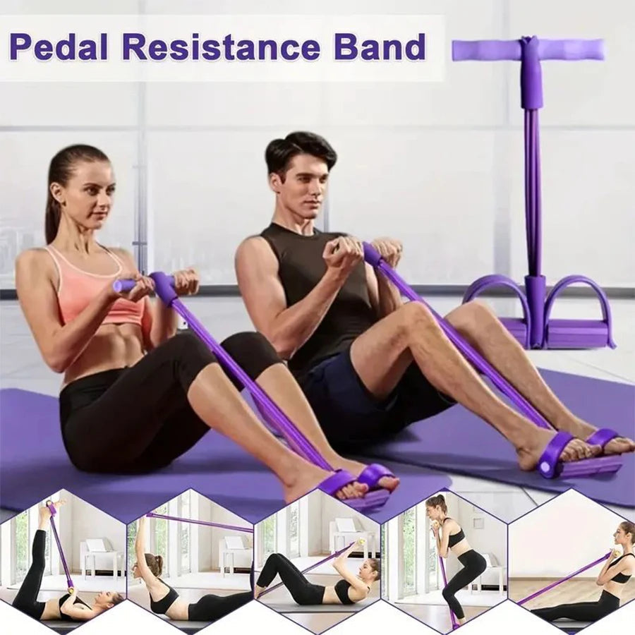 Banda de resistencia elástica de 6 tubos para yoga, ideal para estiramientos de abdomen, cintura, brazos y piernas, y entrenamiento de adelgazamiento.