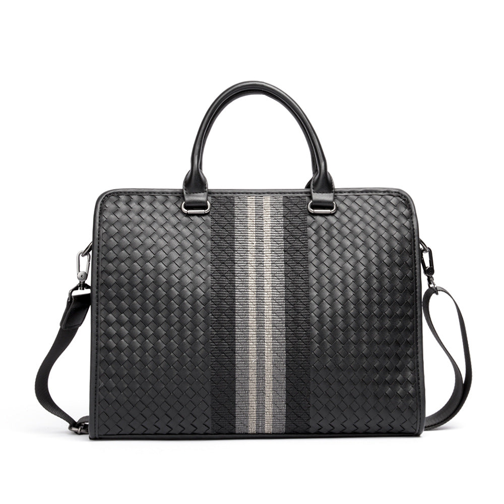 Men's Stitching Woven Business Casual Laptop Bag