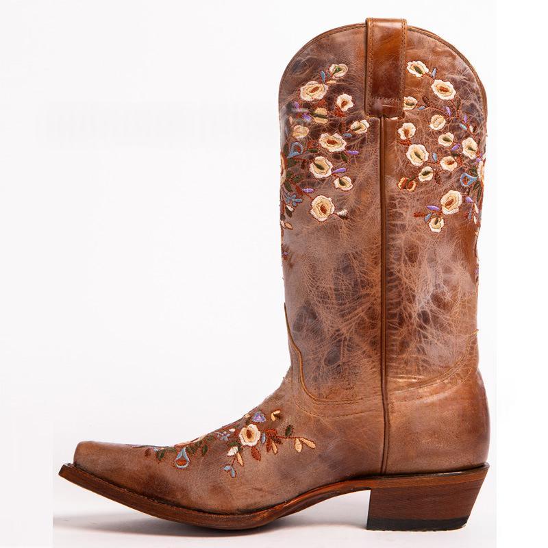 Retro Boots Embroidered Western Cowboy Bohemian