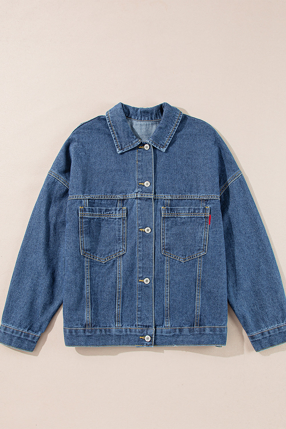 Chaqueta vaquera oversize con bolsillo, lavada a la piedra, a rayas azules