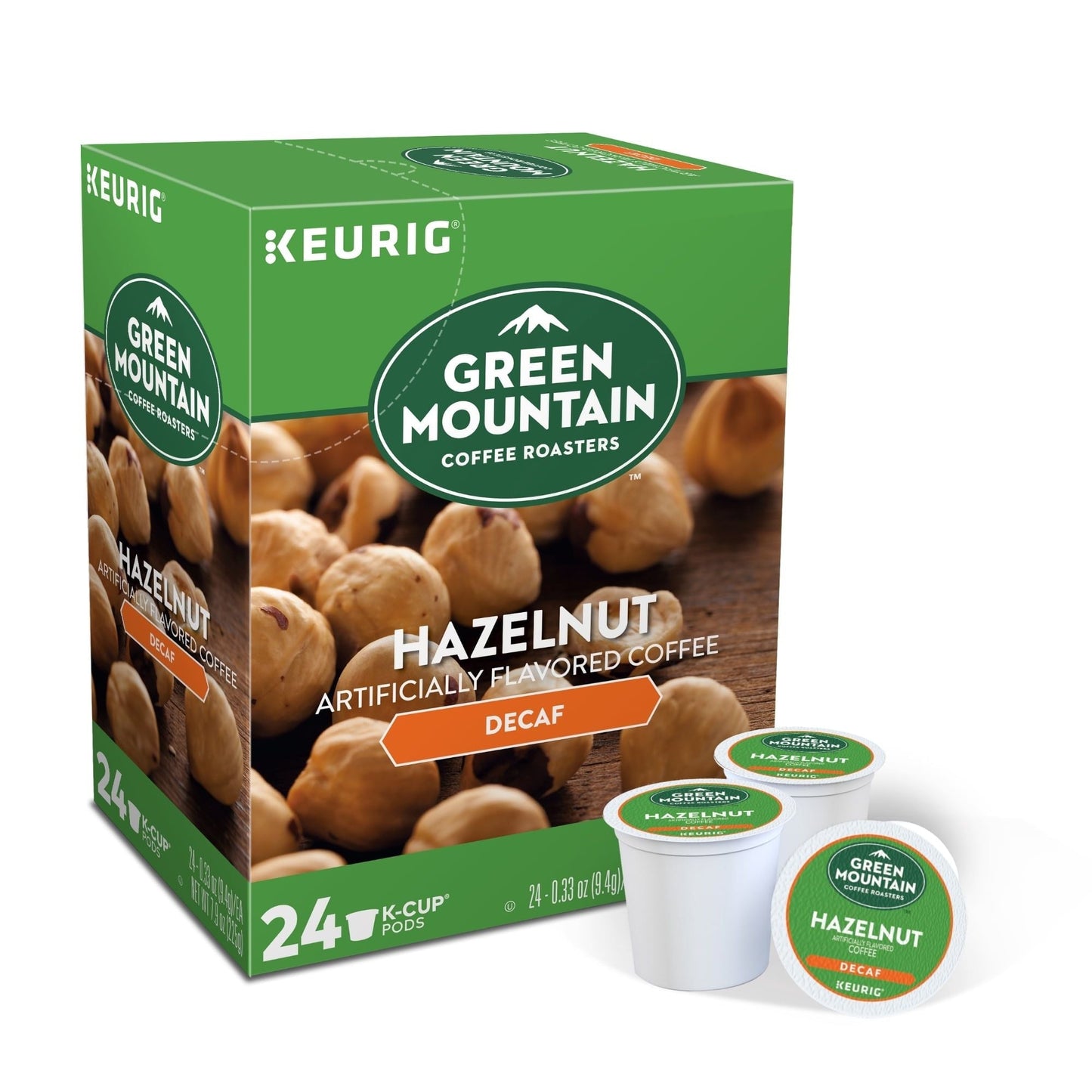 Green Mountain Coffee Roasters, Decaf Hazelnut Light Roast K-Cup Coffee Pods, 24 Count