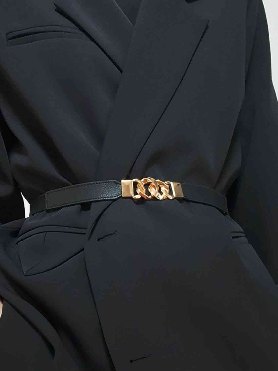 ElegantStyle Zinc Alloy Buckle Elastic PU Belt – Versatile and Stylish Accessory See size chart under “more details”