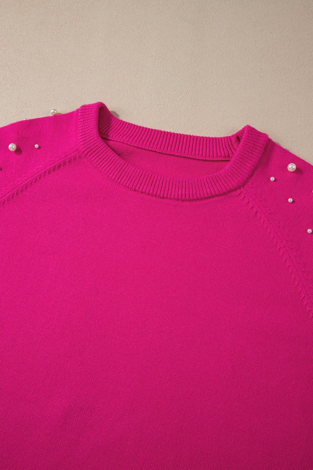 Sweaters Love Salve Strawberry Pink Plus Size Women's Sweater: Casual, Pearled Decor