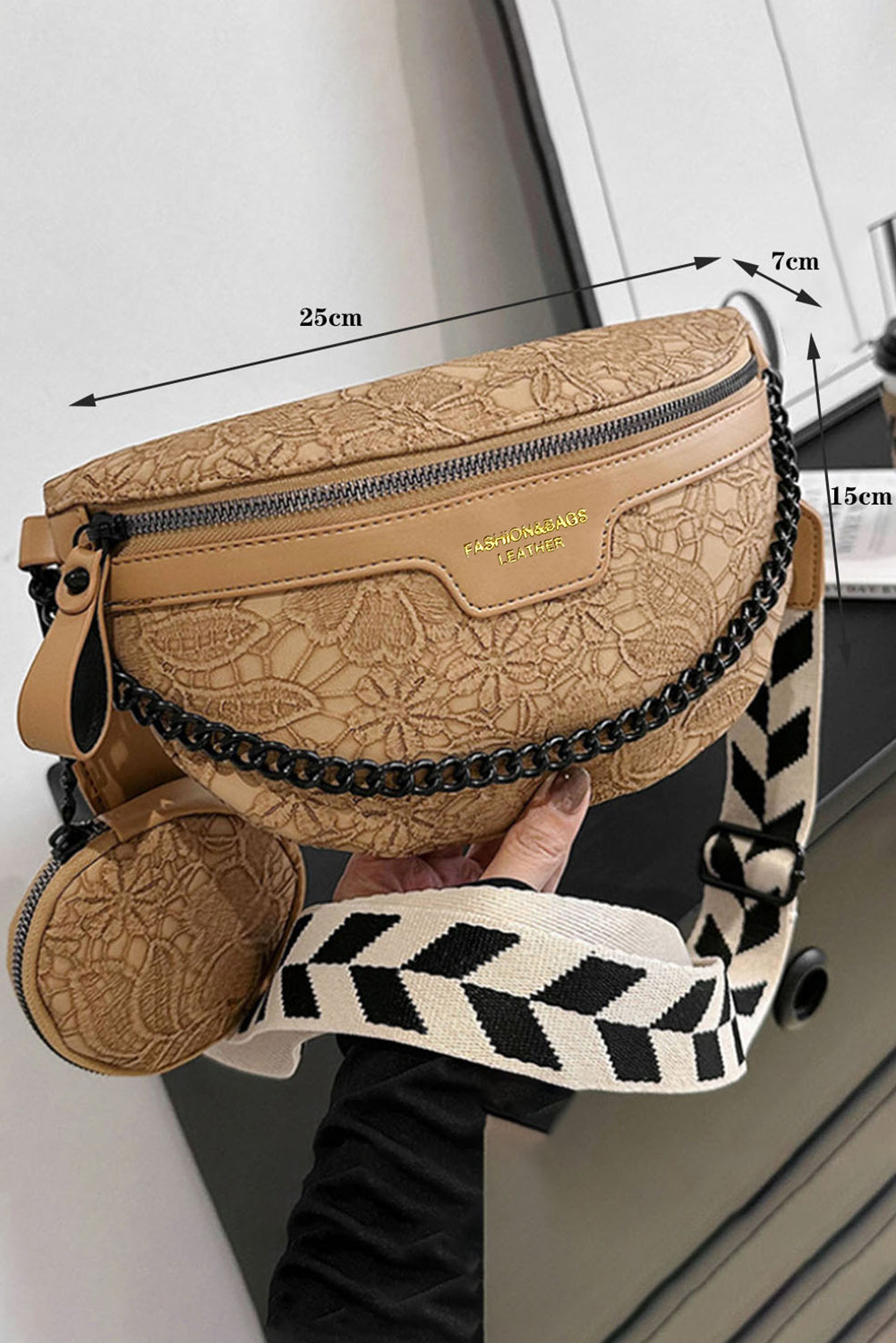 Bolso cruzado con correa colorblock negro con monedero