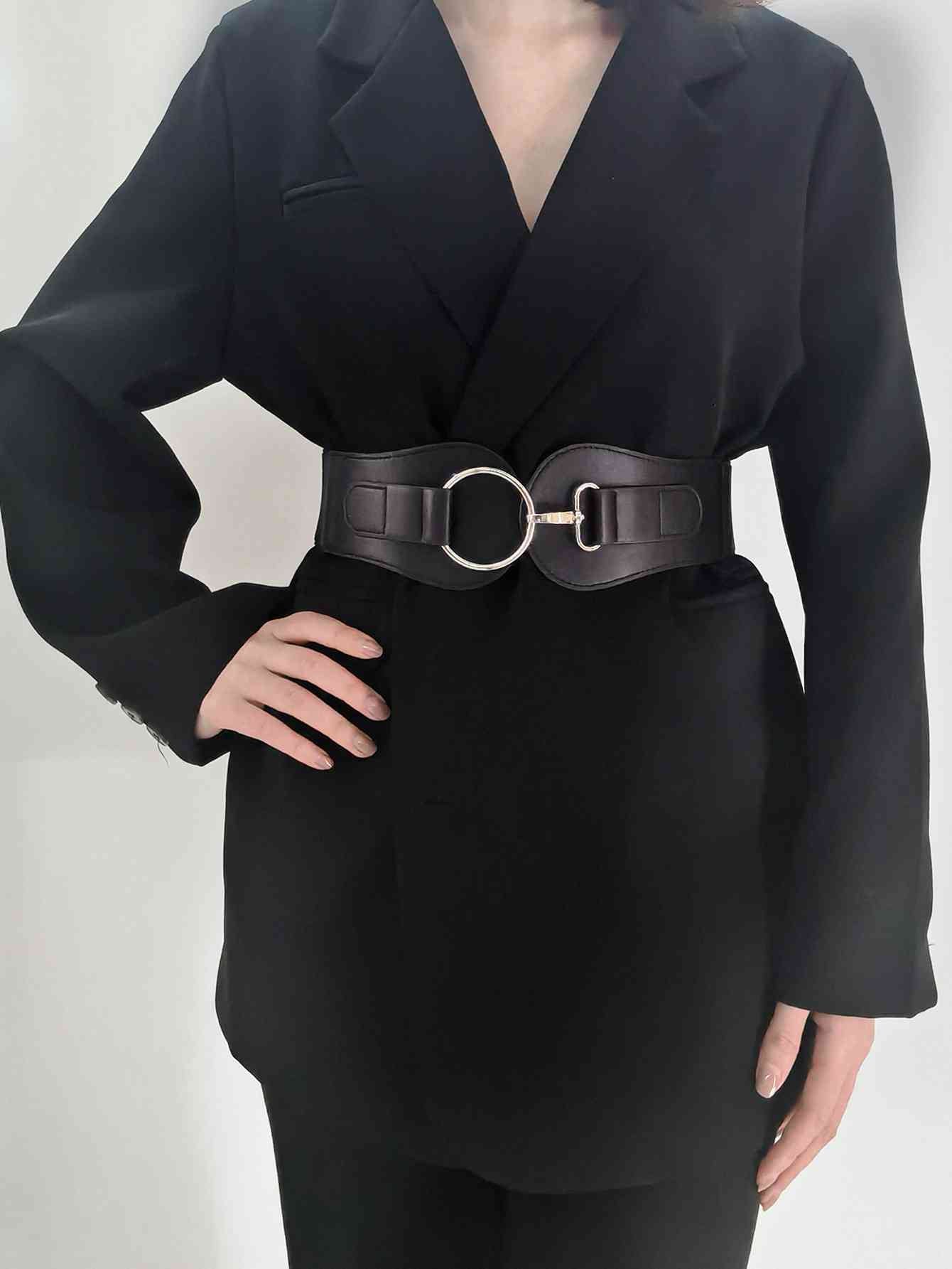 Elegant Fashion PU Elastic Wide Belt – Adjustable Comfort Fit See size chart under “more details”