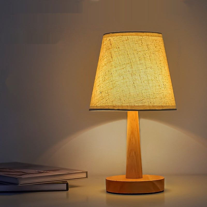 Simple Modern Creative LED Bedside Lamp Dimming Remote Control Solid Wood Small Table Lamp
