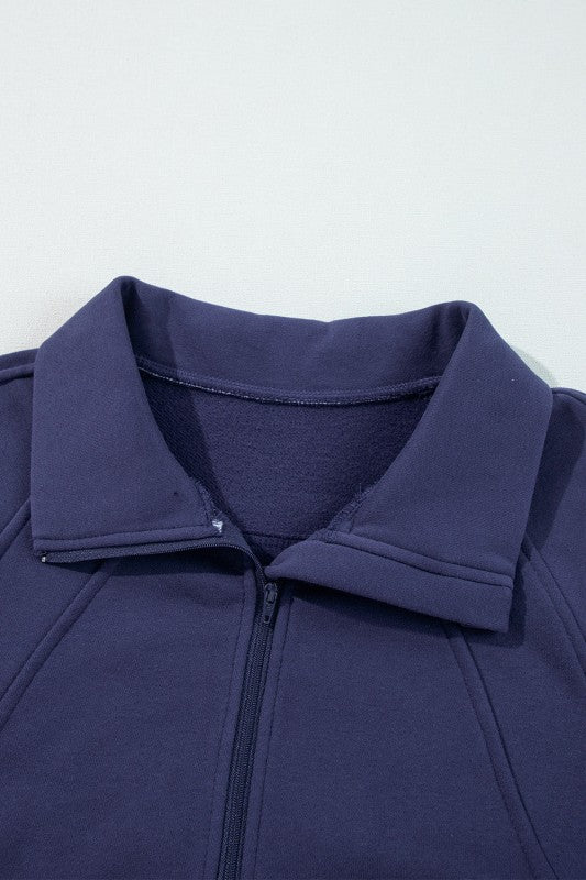 Sudadera de cuello medio con cremallera y forro polar liso