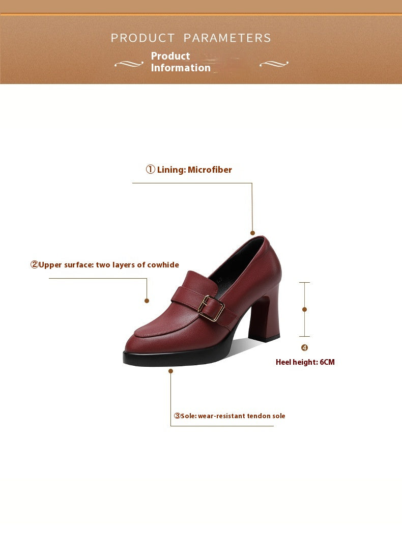European Style Buckle Block Heels