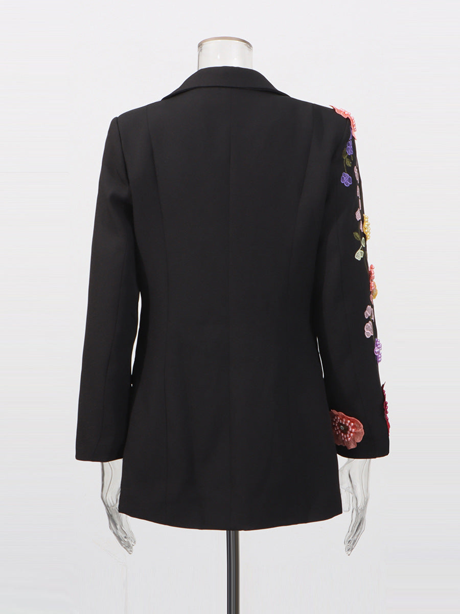 Elegant Three-dimensional Floral Embroidered Blazers