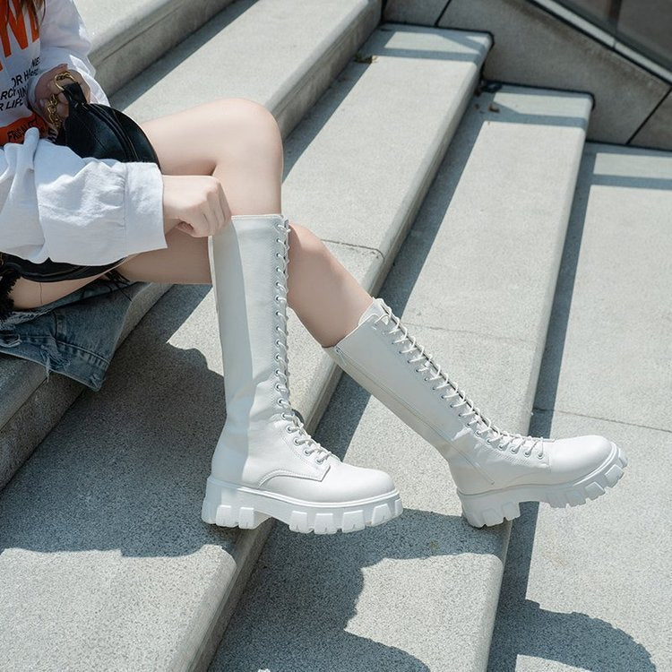 Below The Knee British Style Platform Martin Boots