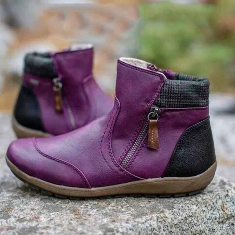 Women's Retro Ankle Boots with Side Zipper